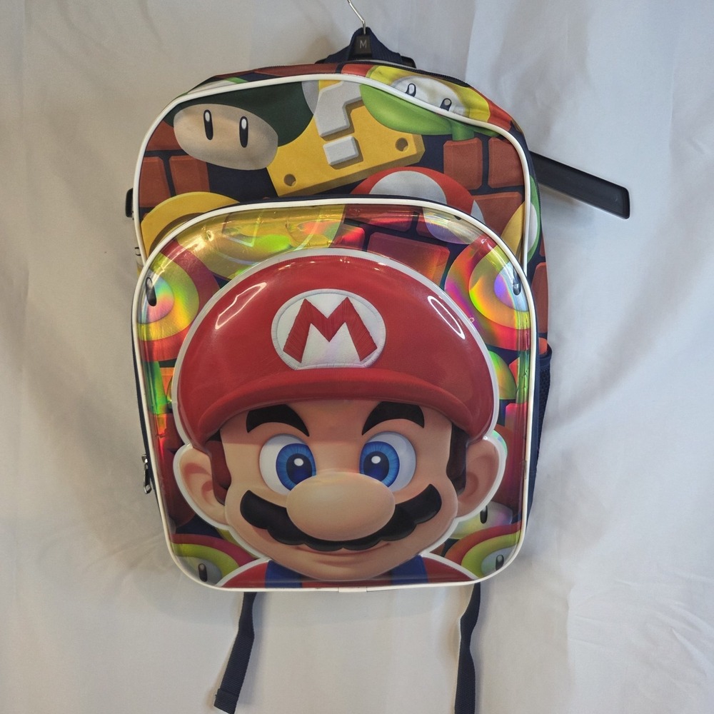 New Super Mario 17" Backpack With Laptop Sleeve 2021 Book Bag‎ Nintendo